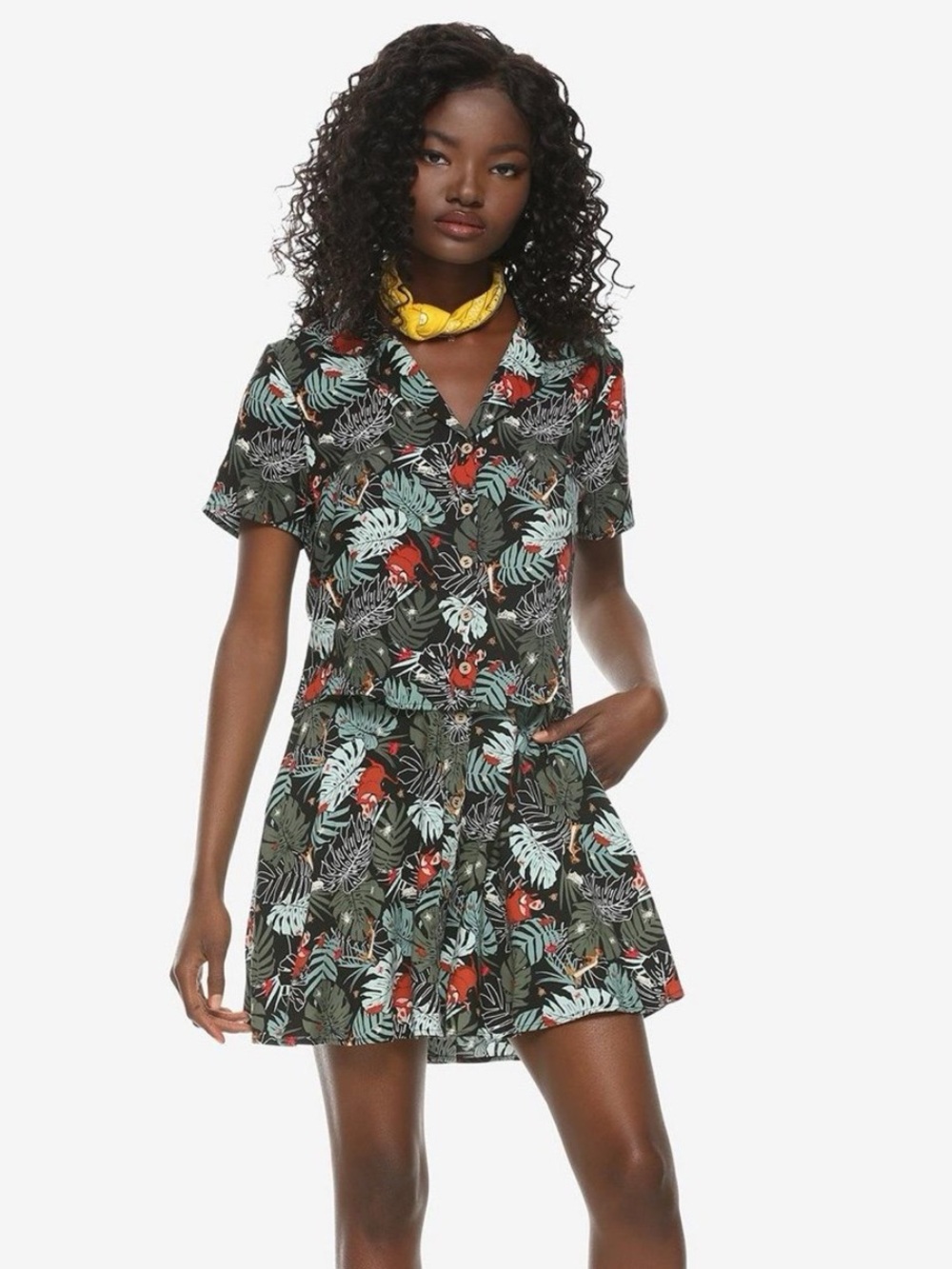 Her Universe Disney The Lion King Timon & Pumbaa Jungle Girls Woven Button-Up M